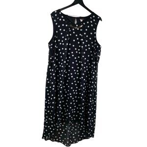 Cocomo Dress Women's Sleeveless Long Sheath Hi Low Black 2x Polka Dot Career